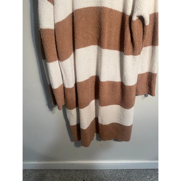 Thread‎ & Supply Tan and Cream Striped Teddy Longline Cardigan Size Large - Picture 10 of 12